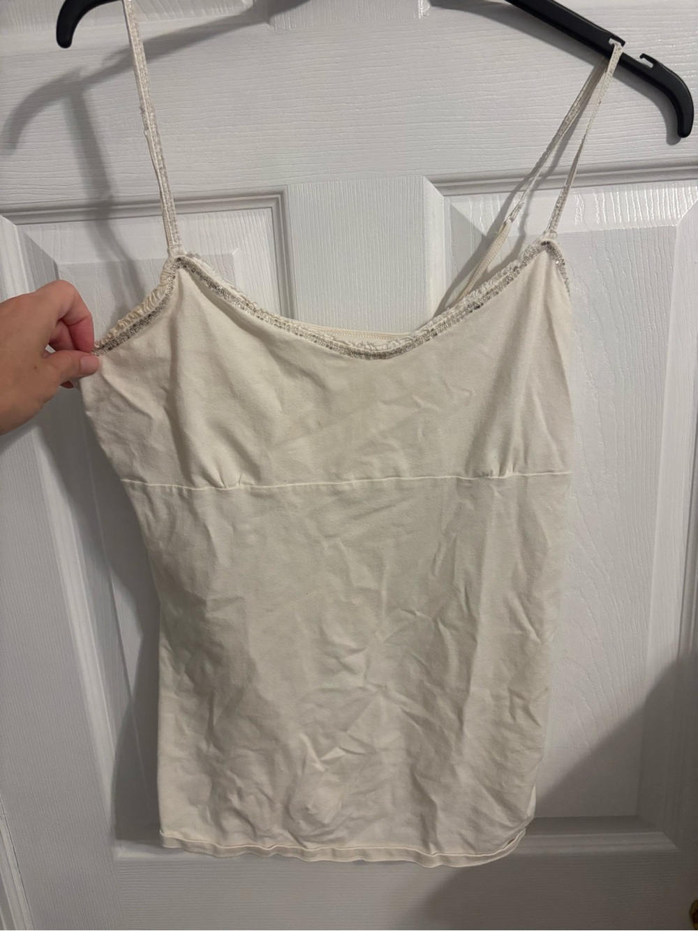 American Eagle Women’s beaded-Trim Camisole Tank Top - Cream